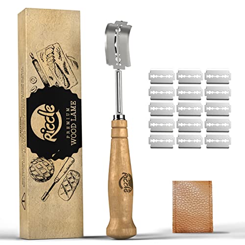 RICCLE Bread Lame Slashing Tool, Dough Scoring Knife with 15 Razor Blades and Storage Cover in