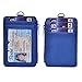 Yeeasy ID Badge Holder with Neck Lanyard PU Leather ID Badge Wallet Case with 1 ID Window, 4 Card Slots, 1 Side Zipper Pocket (Blue)