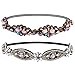 Amariver 2 Pieces Rhinestone Beaded Elastic Headband，Fashion Headbands Handmade Hair Bands Hair Accessories for Lady Woman 20-25