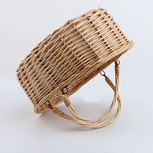 MEIEM Wicker Picnic Basket Hamper with Double Folding Handles, Oval Storage Basket with Handles. (Natural) - Thumbnail 4