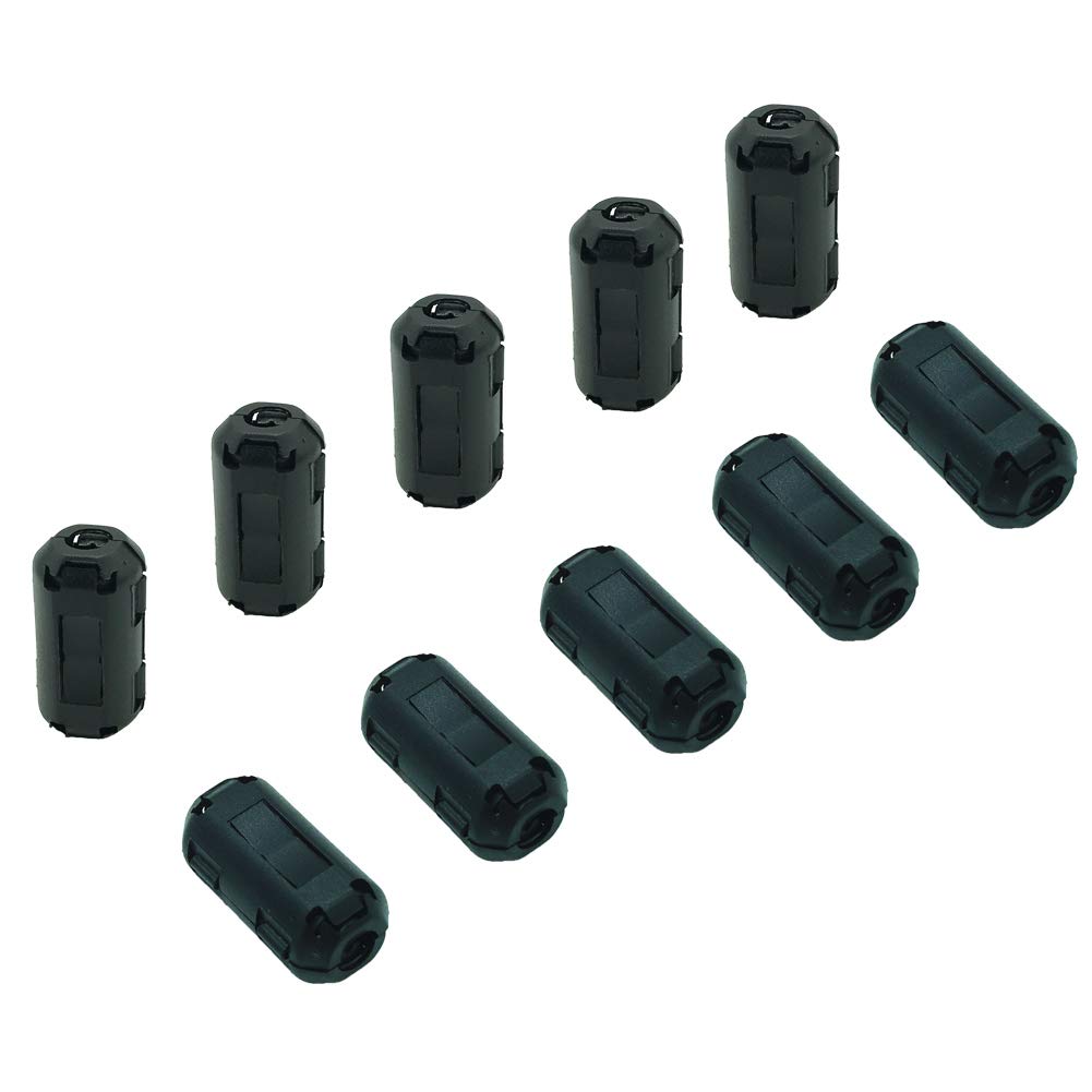 10pcs Clip-on Ferrite Chokes Ring Core RFI EMI Noise Suppressor High-frequency Filter Bead Cable Clips Anti-interference for USB Data Loudspeaker Cable (3.5 mm inner diameter)