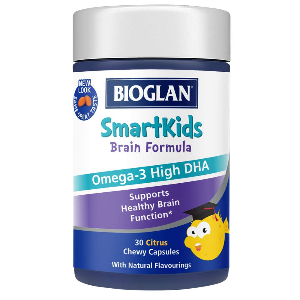Bioglan SmartKids Brain Formula | Omega-3 |EPA & DHA | Citrus Capsules | 30