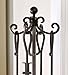 Plow & Hearth Crest Fireplace 4-Piece Tool Set with Stand, Solid Steel, Convenient Hanging Loops, Tongs, Poker, Shovel, Broom, Decorative and Functional, Approx. 12