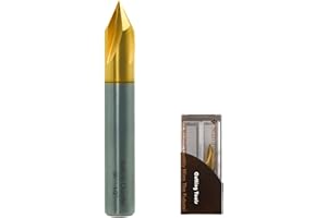 Sulfuras Chamfer End Mill, 60° V Groove, 1/2" Shank, AlTiBN Coated- Perfect Mill Bits for Wood, Alloy Steels, Hardened Steels, Metals - Ideal for DIYers & Pros, CNC Carving Bits etc. (1PC, 1/2"- 60°)