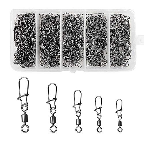 OROOTL 250 STK Angel Wirbel Set Angelwirbel Rollen Wirbel Angeln mit Safety Snap Angelköder Verbinder Angelzubehör Set Angelgeräte