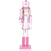 MicoSim Christmas Nutcracker Decor, 14.2" Wooden Decorations, Collectible Ornament for Festival Party Outdoor Xmas Gifts (Square Bottom Lollipop)