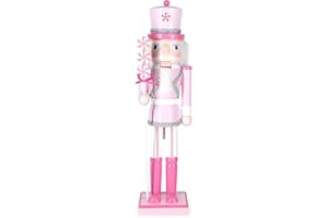 MicoSim Christmas Nutcracker Decor, 14.2" Wooden Decorations, Collectible Ornament for Festival Party Outdoor Xmas Gifts (Square Bottom Lollipop)