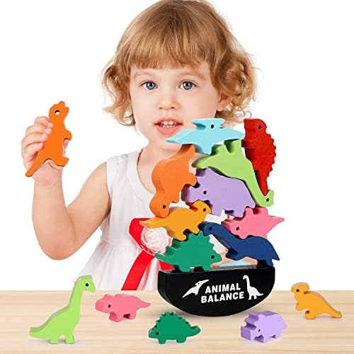 Arabeat Wooden Dinosaur Stacking Toys, Dinosaurs Montessori Building