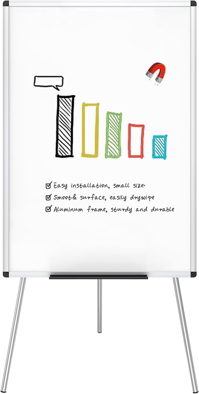 VIZ-PRO Flipchart Easel Whiteboard 90x60 cm Magnetic Portable Dry Wipe