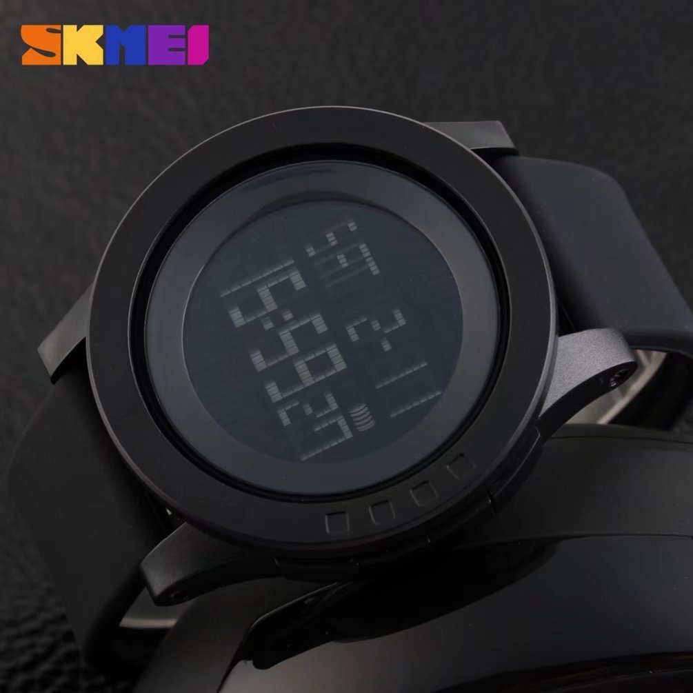 Digital Sport Watch Large Face LED Simple Military Electronic Wristwatch for Running with Back Light and Calendar Waterproof for Men Women - Black