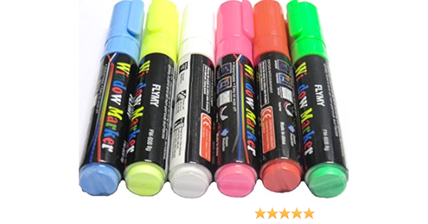 KIT 6 MARCADORES PARA PIZARRA LED LUMINOSA FLUORESCENTE DE ...