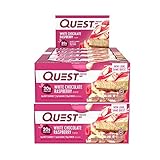 Quest Nutrition Protein Bar White Chocolate Raspberry. Low Carb Meal Replacement Bar w/ 20g+ Protein. High Fiber, Soy-Free, Gluten-Free (24 Count)