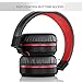 Artix Bluetooth Wireless Headphones, Lightweight and Foldable On Ear Earphones NRGSound RS7,for Work,Travel,Sport,Running, 3.5mm Cable Included for Wired Use Great for Kids/Teens/Adults (Black/Red)