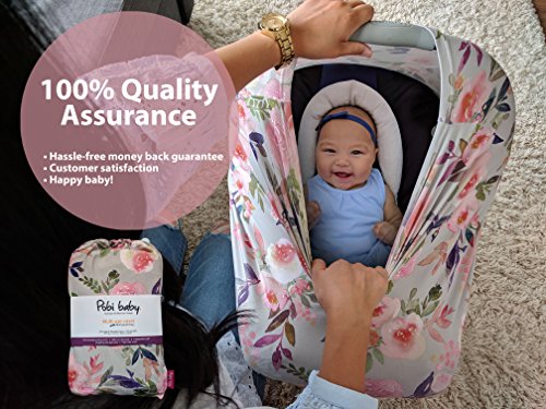 Premium Soft, Stretchy, and Spacious 4 in 1 Multi-Use Cover for Nursing, Baby Car Seat, Stroller, Scarf, and Shopping Cart - Best Gifts by Pobibaby (Grace)