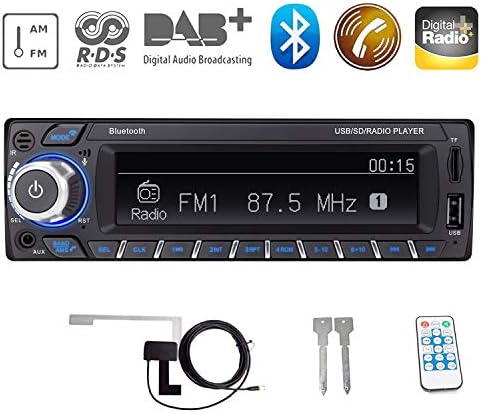 Bosszi Amazing High-fidelity Sound Quality RDS/DAB/DAB+ Car Radio Digital Audio Car Stereo with Bluetooth Hands-free Calling/BT+USB+TF Card+AUX Play , FM/AM Radio 1 DIN 12V with DAB+ Antenna/Remote