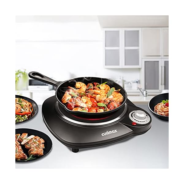 CUSIMAX-Portable-Electric-Hob-1200W-Electric-Infrared-Single-Burner-for-Kitchen-Camping-RV-Office-Ceramic-Glass-Single-Hot-Plates-for-Warming-Boiling-Frying-Simmering-Stainless-Steel-Black Cusimax CMIP-B112 Portable Hot Plate, Hot Plates for Cooking, Single Ceramic Hob, Black Stainless Steel, 1200W Electric…