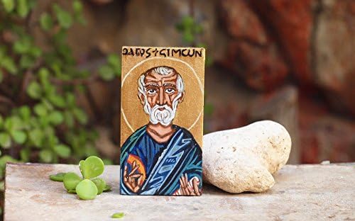 St Simon the Zealot or Cananites hand painted original miniature icon of the Apostle and Saint
