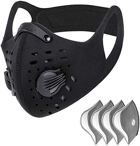 ALVAGO Anti-Dust Face Mask With 4 Filters, Anti-Pollution Cycling Mask Activated Carbon Filtration Exhaust Gas Biking Mask PM 2.5 Mouth Mask (1)