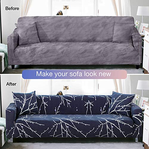 Donzake Printed Dark Blue Sofa Cover 3 Seat Stretch Couch Cover Sofa
