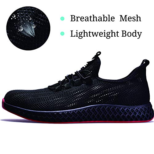 SUADEX Indestructible Steel Toe Shoes Men Women, Work Safety Shoes Slip Resistant Working Shoes Industrial Construction Sneakers for Summer 78A Black Size 11.5-12 Women/10-10.5 Men