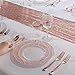 IOOOOO Rose Gold Plastic Disposable Party Plates, 96 Pcs, Lace Rim; 48 Dinner Plates 10.25' & 48 Dessert Plates 7.5'