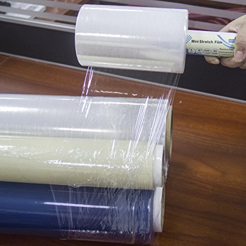 1 Pack Industrial Mini Stretch Wrap Film 6" X 1000 Feet 80 Gauge Clear with Handle for Pallet Wrap Moving Supplies Stretch Wrap & Shrink Wrap Keeps Items Safe Secure and Clean