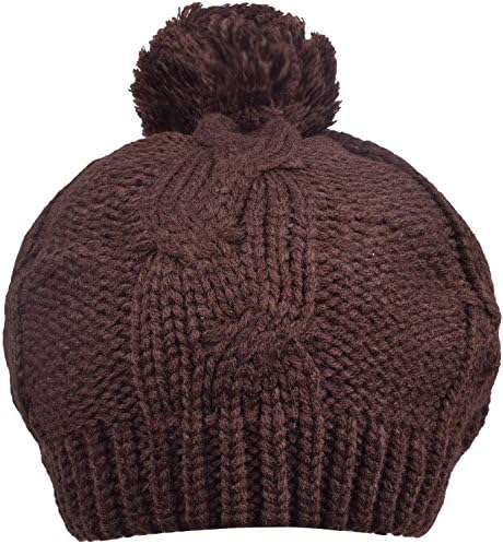 YJDS Knitted Beret Cap with Pom Pom Beanies for Women Skully Caps Winter Bobble Hat