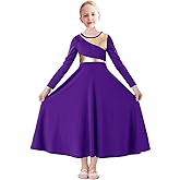 ORIDOOR Girls Praise Dance Dress Metallic Gold Liturgical Worship Church Robe Full Length Swing Lyrical Costume