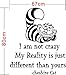 ANBER Alice in Wonderland Wall Decals Quote Cheshire Cat I Am Not Crazy My Reality is Just Different Than Yours Vinyl Wall Sticker Living Room Bedroom Wall Decals Home Decor