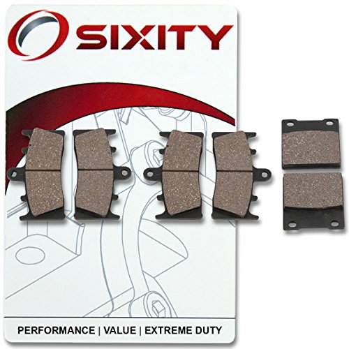 SixityQ6 Front Rear Organic Brake Pads compatible with Suzuki GSX1300R for Hayabusa RX RY RK1 RK2 RZK3 RK4 RZK4 RK5 RK6 RZK6 RK7 1999-2007 Complete Set