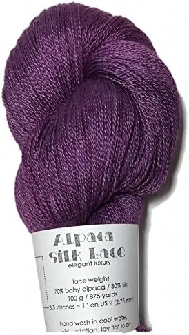 Artisan Yarns Hand Dyed Alpaca Silk Yarn, Solid Lilac, Lace Weight, 100 Grams, 875 Yards, 70/30 Baby Alpaca / Mulberry Silk