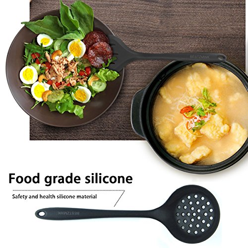 Kitchen Utensil Set - Silicone Cooking Utensils 10 Pieces - Nonstick cooking Tools&Accessories - Silicone Kitchen Utensils Black - For Pots&Pans- Gadgets,Serving Tongs,Spoon,Spatula Sets,Outdoor,Whisk - Thumbnail 2