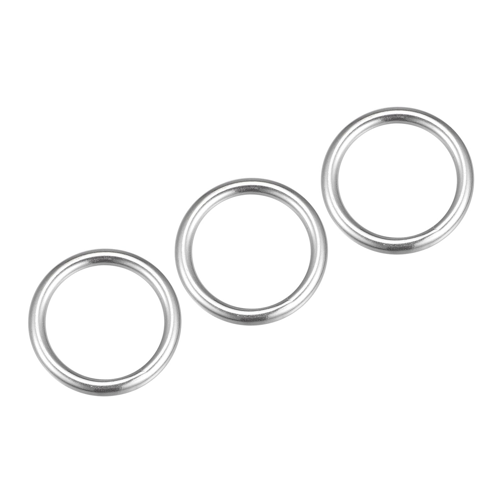 METALLIXITY 316 Stainless Steel O Rings (50x8mm) 3pcs, Welded Round Ring - for Ropes, Hanging Objects