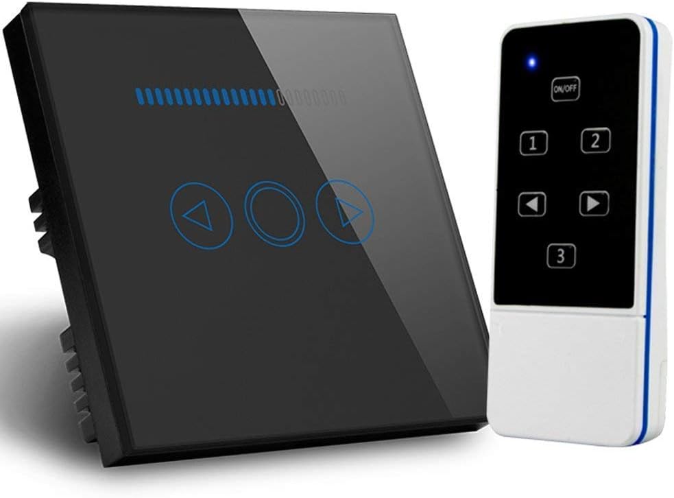 Touch Dimmer Switch UK Standard Crystal Touch Glass Remote Control Light Smart Switch (Black), 86*86*39mm