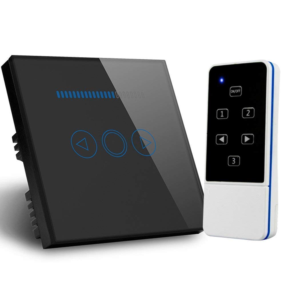 Touch Dimmer Switch UK Standard Crystal Touch Glass Remote Control Light Smart Switch (Black)