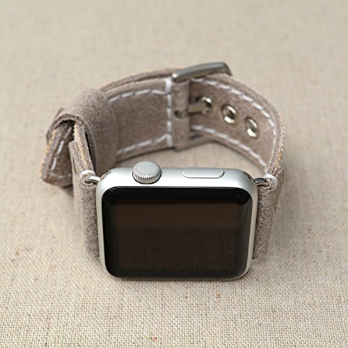 Genuine Leather and Fabric Apple Watch Band 38mm - 42mm Apple Watch Strap Accessories - Gold Lugs Adapter - iWatch Strap - iWatch Band - Thumbnail 5