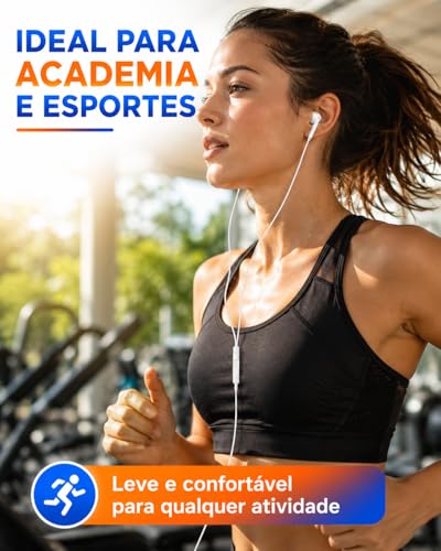 Fone de Ouvido com Microfone e Controle de Volume; Compativel com Android; IOS; Redução de Ruído; Ligações; USB TIPO-C — Branco