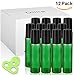 Olilia Glass Roll on Bottles with Metal Roller Balls, Essential Oils Key included 12 Pack of 10ml(1/3oz) (Green)