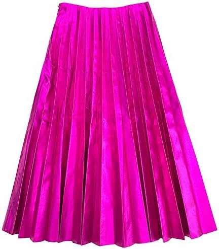 Get The Looks Metalic Leather Look Fuchsia Pleated Midi Skirt (0)