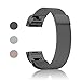 Fitbit Charge 2 Band-TENKER Adjustable Replacement Accessories Bands, Metal Wristband Band Strap - Stainless Steel Milanese Loop Metal Replacement Accessories Bracelet Strap (BLACK-L)