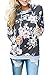 EIFFTER Womem Floral Print Pullover Hoodie Casual Long Sleeve Drawstring Hooded Sweatshirt With Pocket