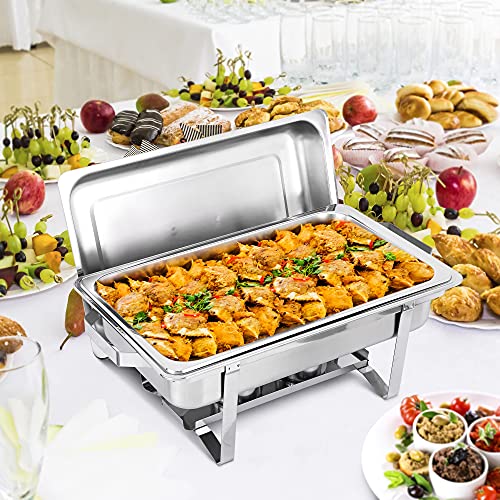ZENY 4 Packs Chafing Dish Buffet Set, 8 Quart Stainless Steel Buffet
