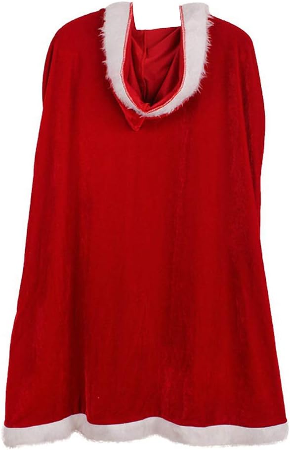 Christmas Cloak Cape Super Soft Velvet Christmas Party Cloak Hooded Cape Robe Mrs. Santa Claus Robe Christmas Costume Dress Party Dress Up Costume for Halloween Christmas Party for Women Girls 100cm - Image 3