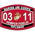 Amazon.com - Marine Corps MOS Code 0311 Rifleman Sticker (03 11 Proud ...