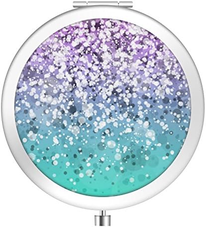 Makeup Mirror, Personalized Round Compact Woman Cosmetic Mirror, Double Side(One Is Normal, Another Is Magnifying) Folding Pocket Mirror for Travel - Glitter Variations