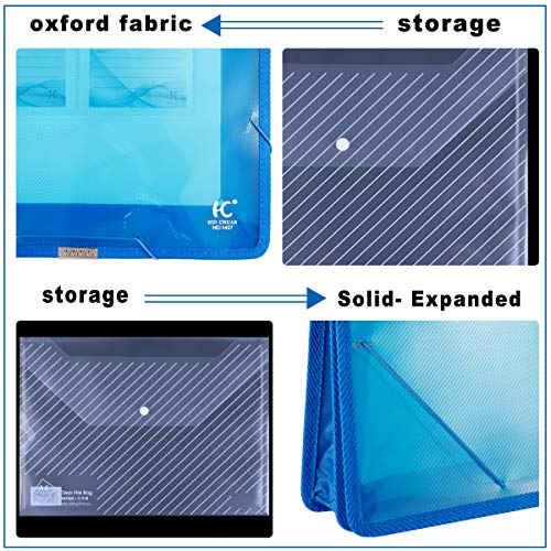HC Eco-Friendly Plastic File Folders Clear Premium Poly Envelope Folder with Elastic Tape and Card Slot, Durable & Waterproof Great for Office, Home, School Organization - Blue - Thumbnail 3