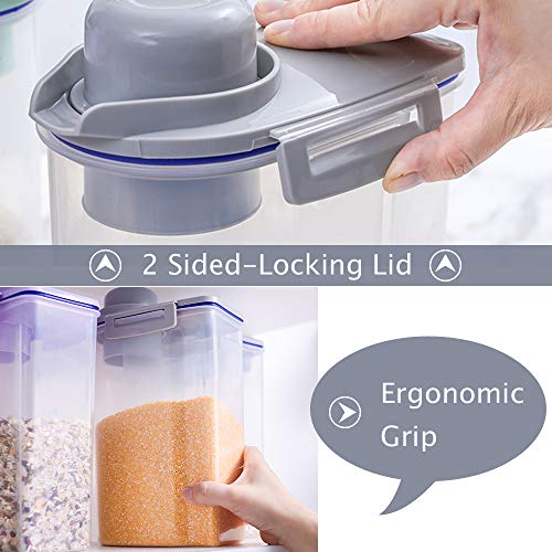 Ansee Cereal Container Dog Food Storage Containers with Airtight Design Pour Spout Measuring Cup BPA-Free Dry Food Cereal Dispenser for Flour Rice Snacks (1 Pack Gray) - Thumbnail 2