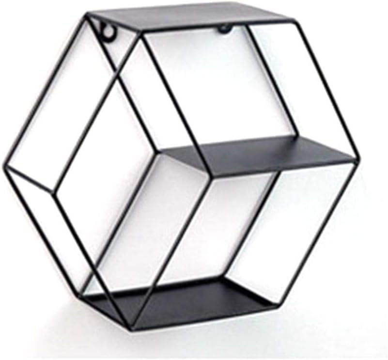 Hexagonal Wall Shelf Simple Floating Shelf Frame Shelves Wall Mounted Bookshelf Wall Industrial Modern Rack, Storage for Living Room, Vintage Industrial Shelves Unit, Pre-Assembled Kitchen Shelving