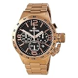 Tw Steel Cb173 Mens Stainless Steel Case and Canteen Bracelet Rose Gold Band Black Dial Watch