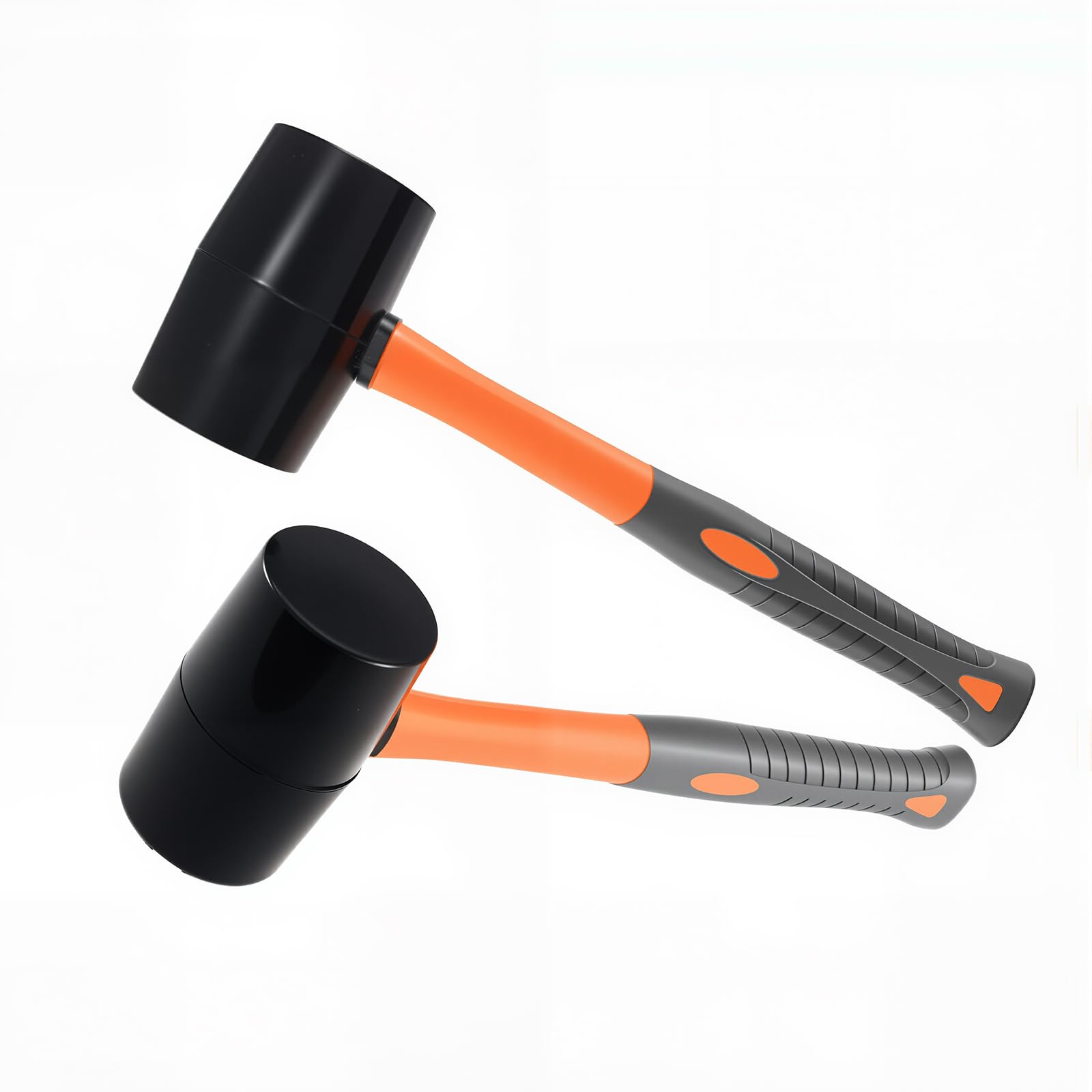 UNGFEI 2 PCS 16oz Rubber Mallet, 450g Hammer for Tiling, Bricklaying with Non Slip Handle, Black Solid Rubber Mallet for Home Decoration, Camping, Flooring, Carpenter Maintenance
